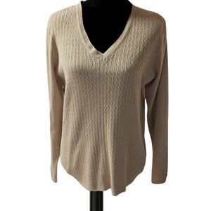 Tommy Hilfiger Classic Cable Knit Long Sleeve Beige Sweater Size L New w/Tags